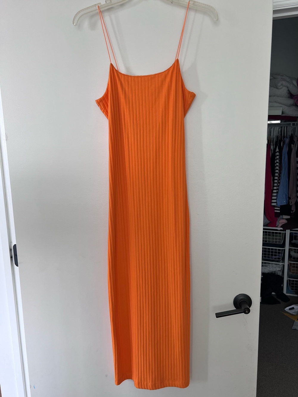 Zara Orange Ribbed Midi Dress